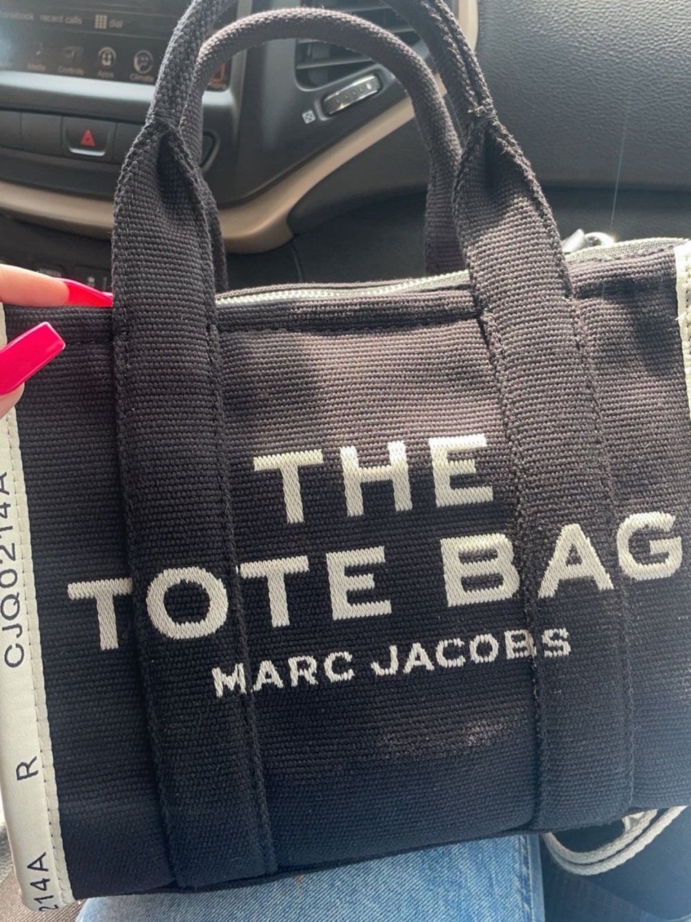 Marc Jacobs Black Canvas 'The Tote Bag' with White Logo
